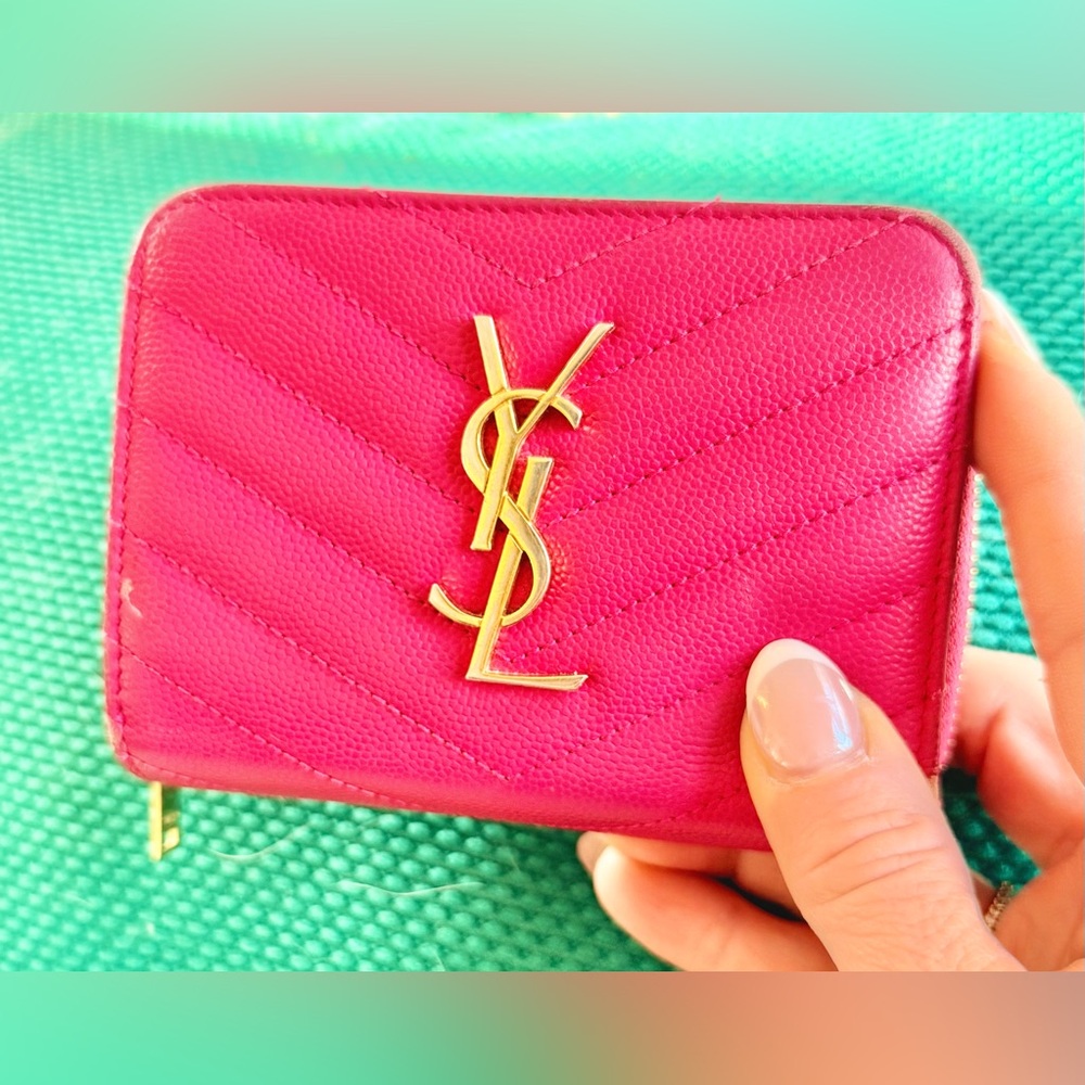 Fuschia Pink Leather YSL Wallet - Picture 10 of 10